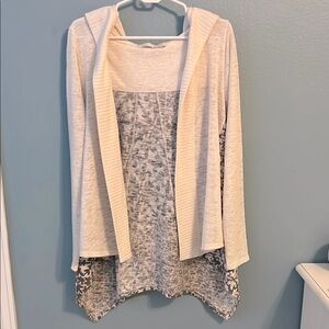 Small Prana Hilo Hooded Snowflake Drapey Duster Cardigan